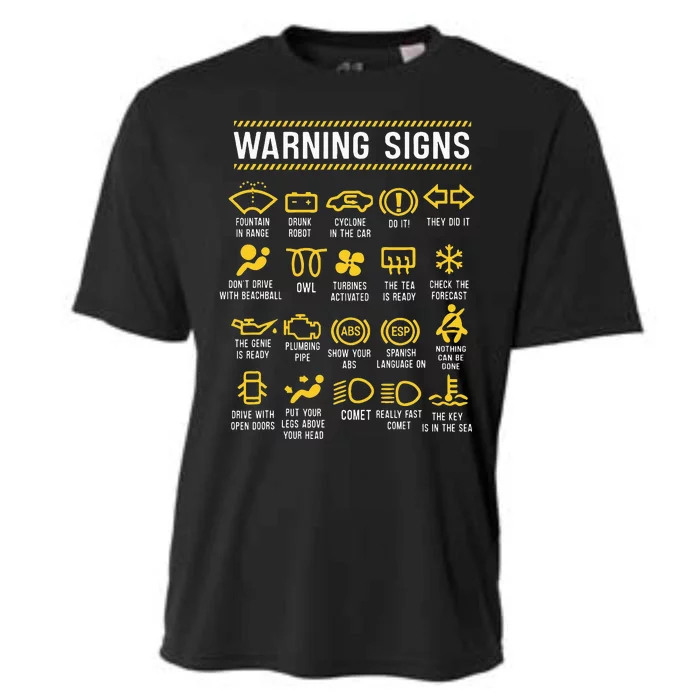 Warning Signs 101 Funny Car Mechanic Cooling Performance Crew T-Shirt