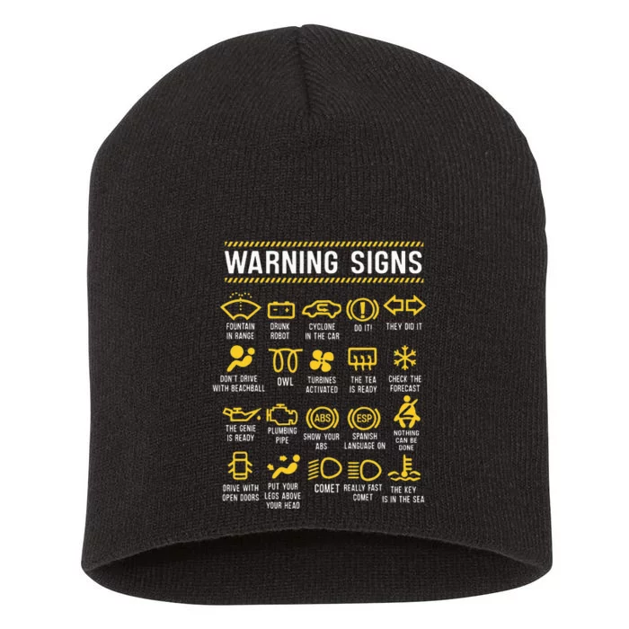 Warning Signs 101 Funny Car Mechanic Short Acrylic Beanie