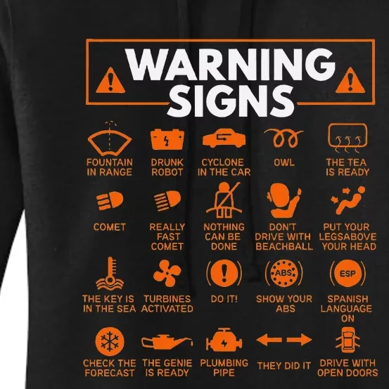 Warning Signs 101 Funny Car Mechanic Gift Gift Car Funny Women's Pullover Hoodie