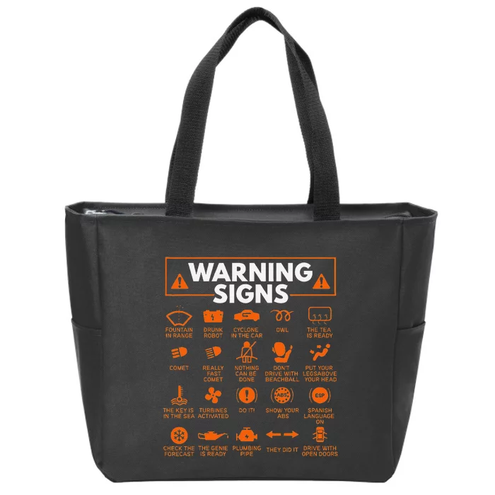 Warning Signs 101 Funny Car Mechanic Gift Gift Car Funny Zip Tote Bag