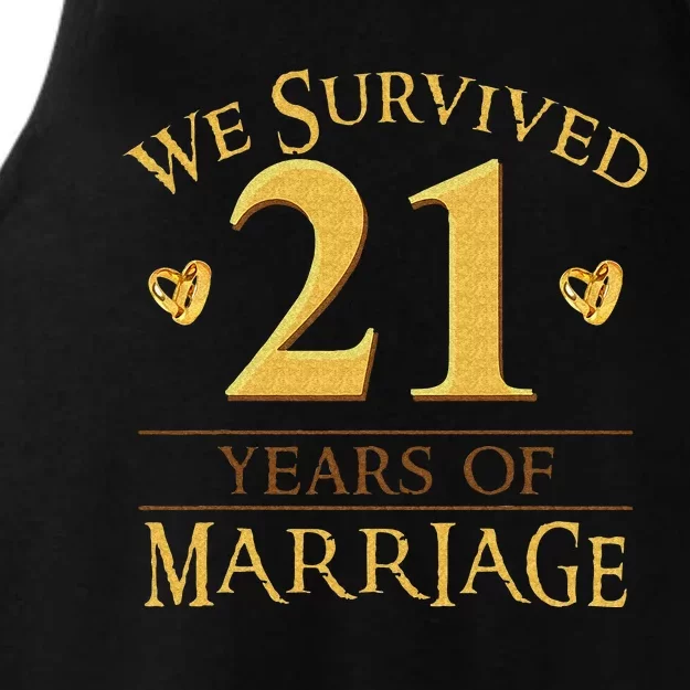 We Survived 21 Years Of Marriage Couple 21st Anniversary Ladies Tri-Blend Wicking Tank