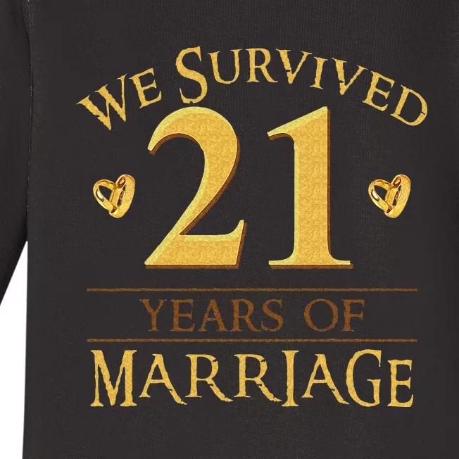 We Survived 21 Years Of Marriage Couple 21st Anniversary Baby Long Sleeve Bodysuit