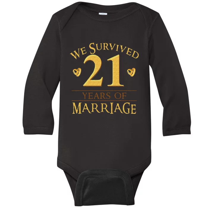 We Survived 21 Years Of Marriage Couple 21st Anniversary Baby Long Sleeve Bodysuit