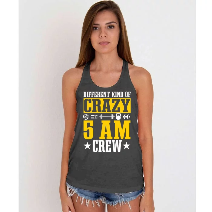 Workout Squad 5AM Crew Funny Gym Quote Women's Knotted Racerback Tank