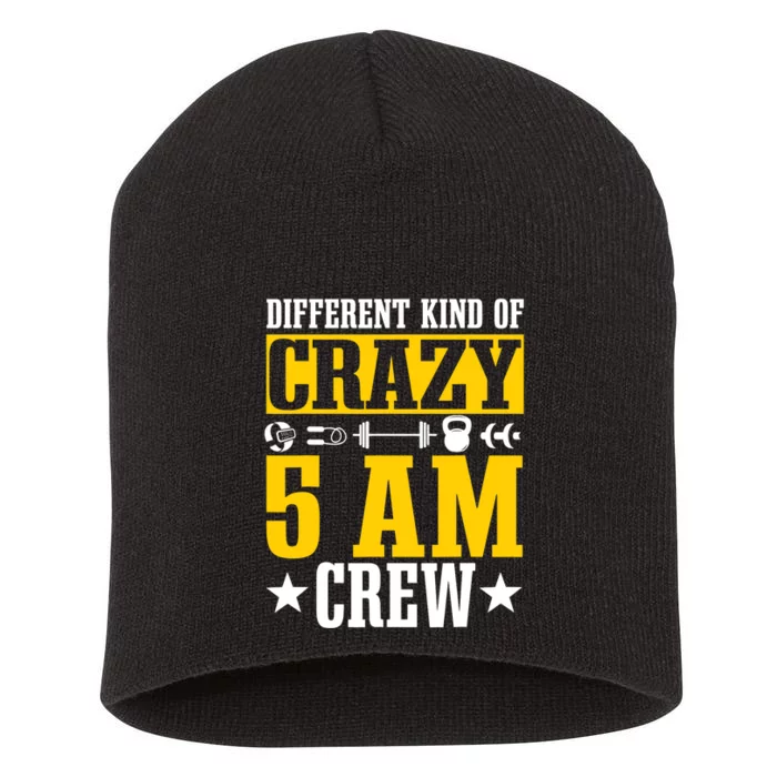 Workout Squad 5AM Crew Funny Gym Quote Short Acrylic Beanie