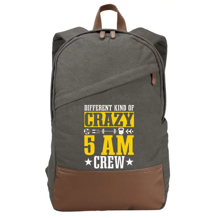 Workout Squad 5AM Crew Funny Gym Quote Cotton Canvas Backpack