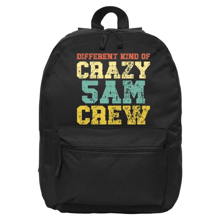 Workout Squad 5 AM Crew Funny Gym Saying Retro Vintage 16 in Basic Backpack