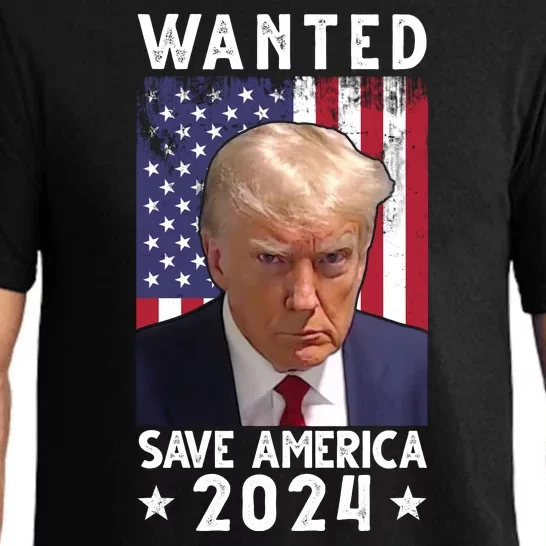 Wanted Save America 2024 Donald Trump USA Flag Pajama Set