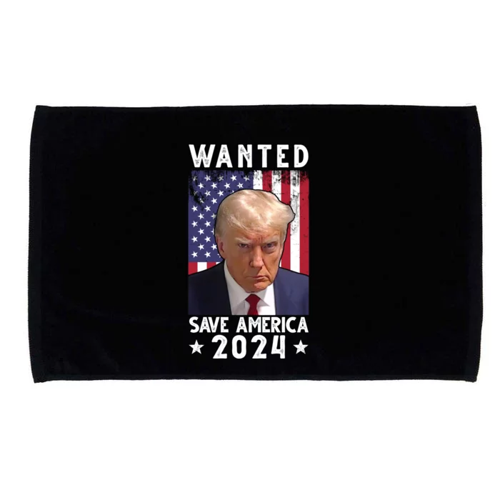 Wanted Save America 2024 Donald Trump USA Flag Microfiber Hand Towel