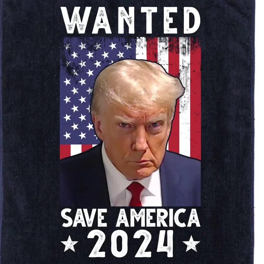 Wanted Save America 2024 Donald Trump USA Flag Platinum Collection Golf Towel