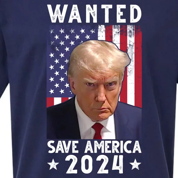 Wanted Save America 2024 Donald Trump USA Flag Sueded Cloud Jersey T-Shirt