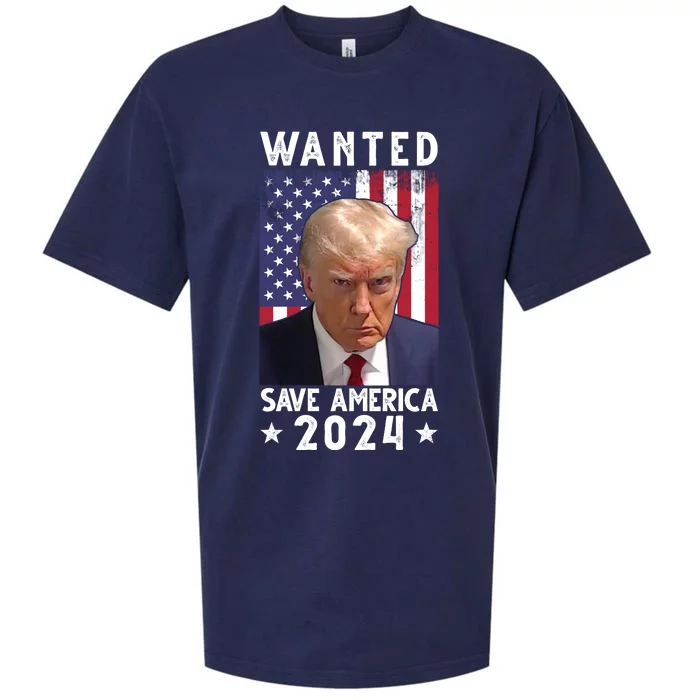 Wanted Save America 2024 Donald Trump USA Flag Sueded Cloud Jersey T-Shirt