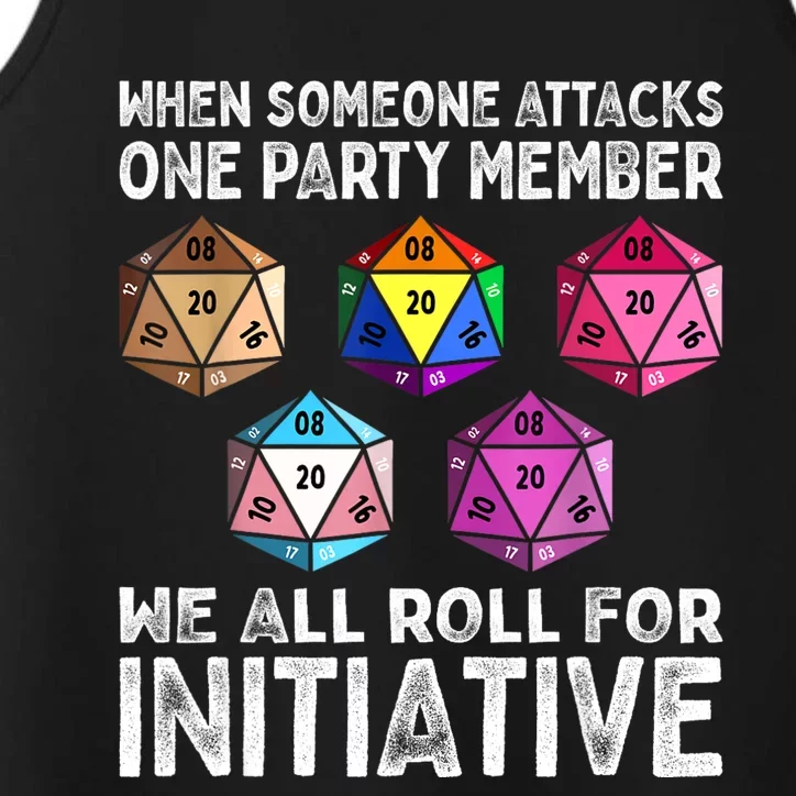 When Someone Attacks One Party Member D20 Dice LGBTQ Ally Performance Tank