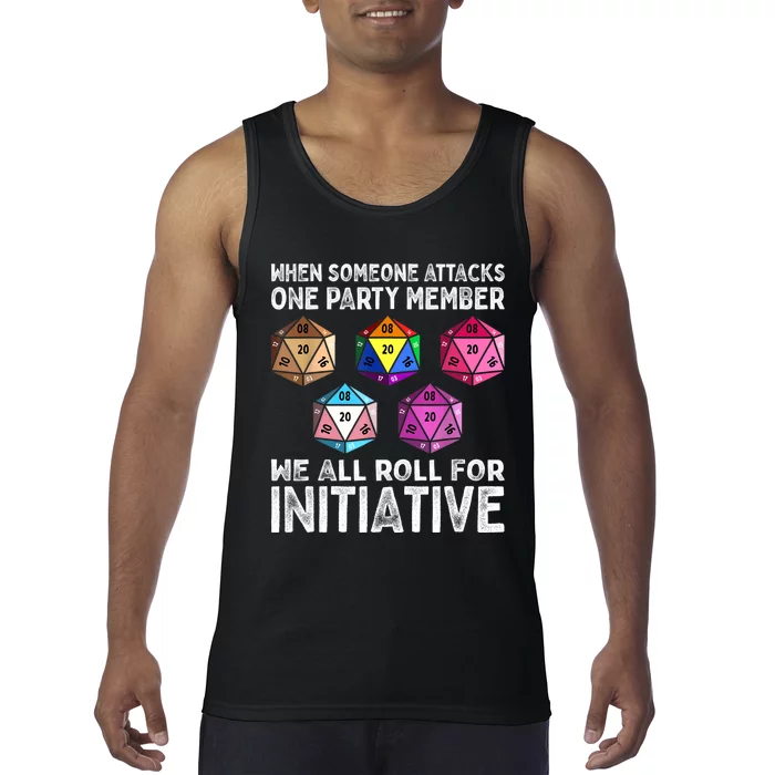 When Someone Attacks One Party Member D20 Dice LGBTQ Ally Tank Top