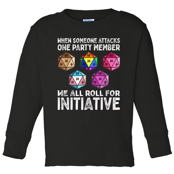 When Someone Attacks One Party Member D20 Dice LGBTQ Ally Toddler Long Sleeve Shirt