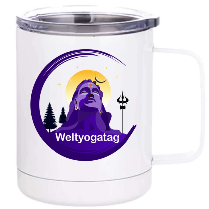 Weltyogatag Shiva Auspicious Day Of Yoga Great Gift Front & Back 12oz Stainless Steel Tumbler Cup