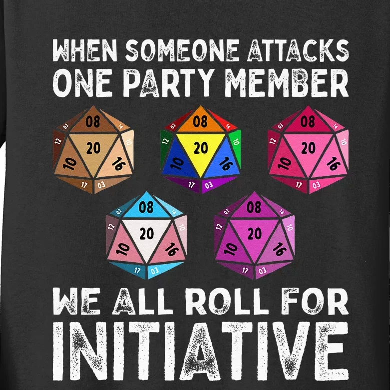 When Someone Attacks One Party Member D20 Dice LGBTQ Ally Kids Long Sleeve Shirt