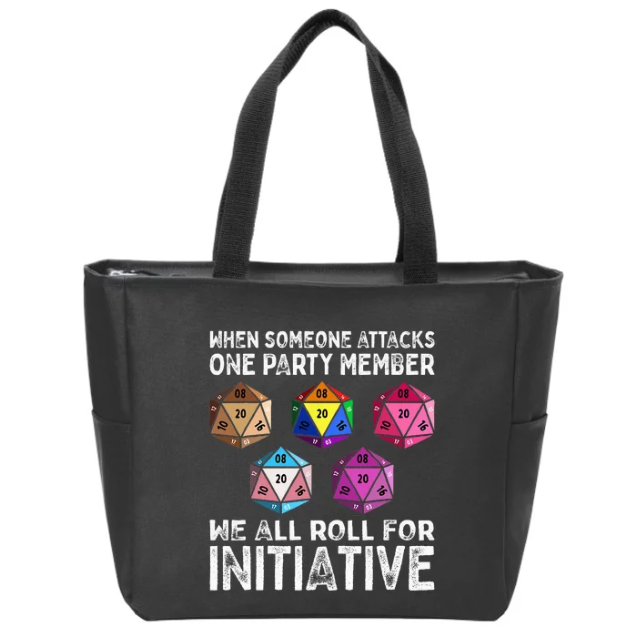 When Someone Attacks One Party Member D20 Dice LGBTQ Ally Zip Tote Bag