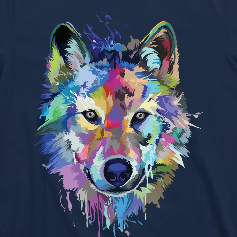 Wolf Splash Art Animal Face | Wolf Lover T-Shirt