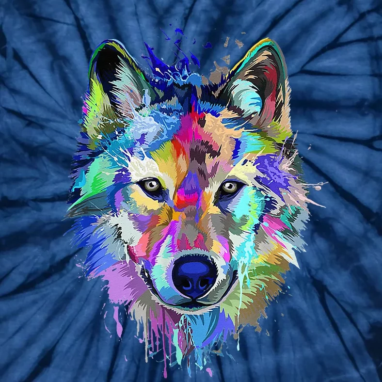 Wolf Splash Art Animal Face  Wolf Lover Tie-Dye T-Shirt