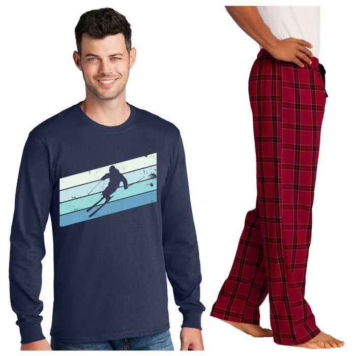 Winter Sports And Snow Skier Retro Snow Skiing Long Sleeve Pajama Set