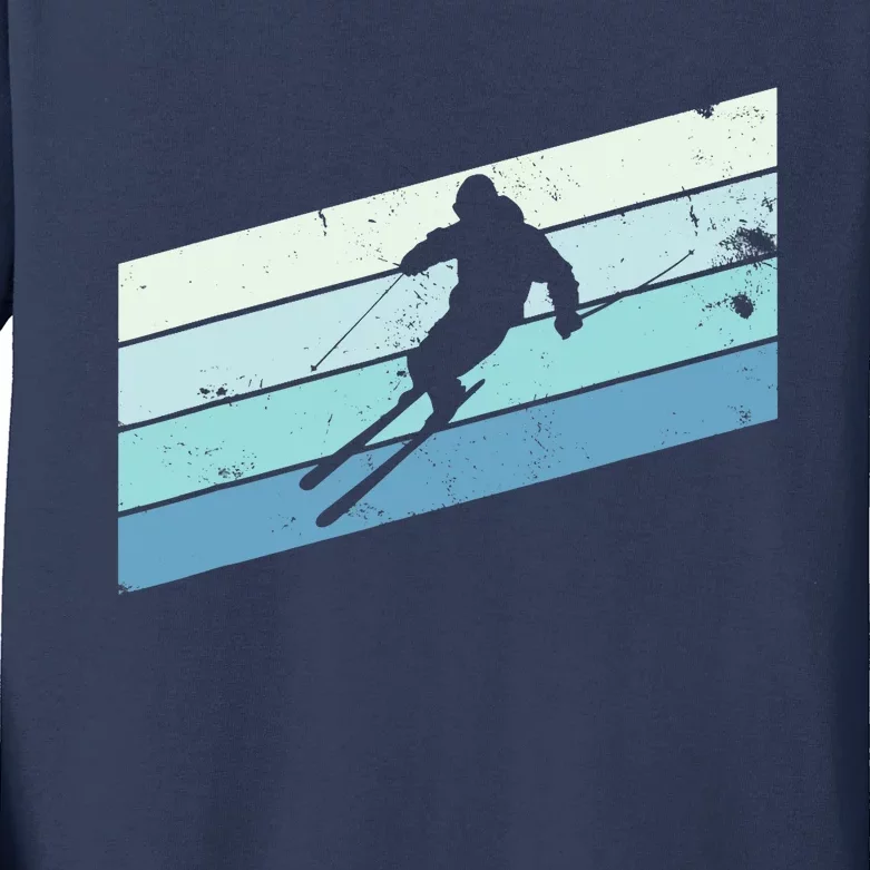 Winter Sports And Snow Skier Retro Snow Skiing Kids Long Sleeve Shirt