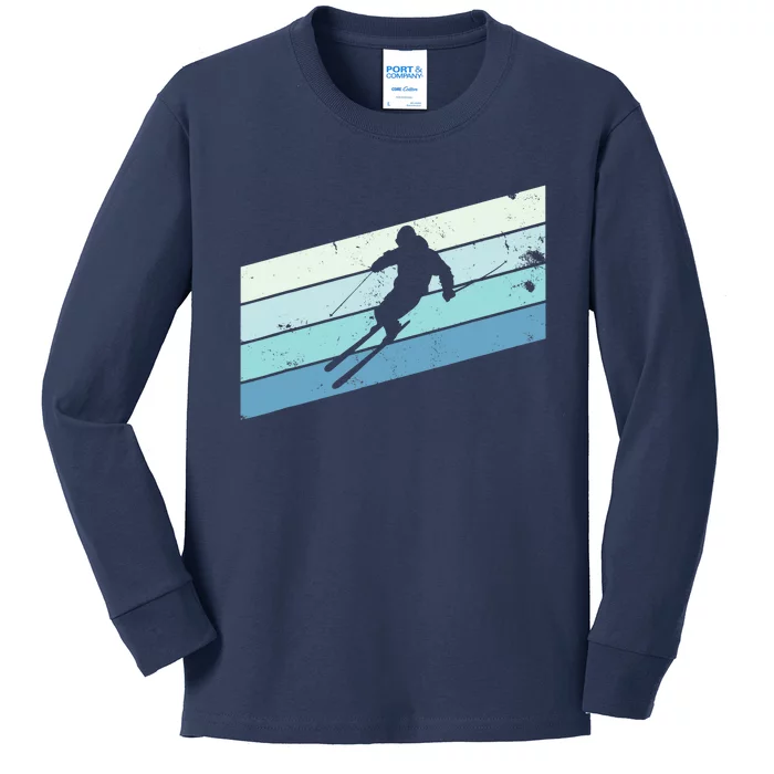 Winter Sports And Snow Skier Retro Snow Skiing Kids Long Sleeve Shirt