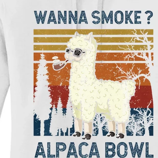 Wanna Smoke Alpaca Bowl Alpacas Pipe Ganja Cannabis Thc Premium Women's Pullover Hoodie