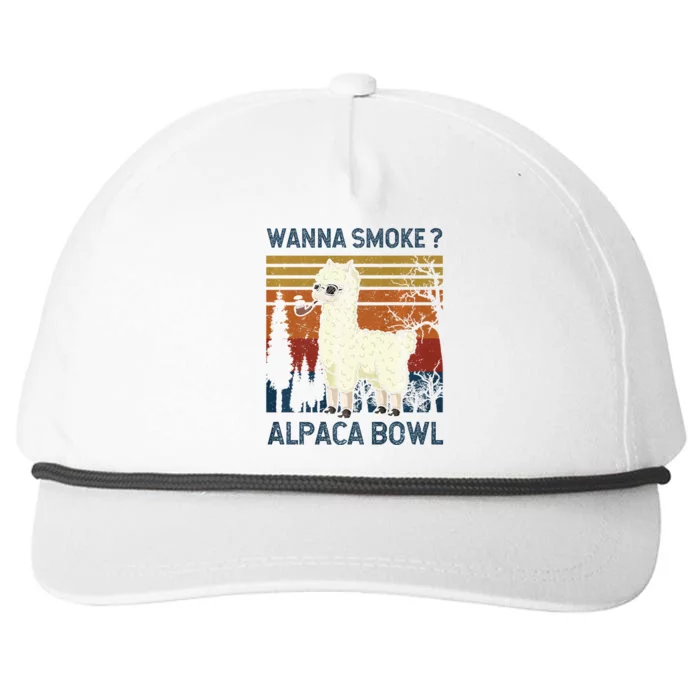 Wanna Smoke Alpaca Bowl Alpacas Pipe Ganja Cannabis Thc Premium Snapback Five-Panel Rope Hat