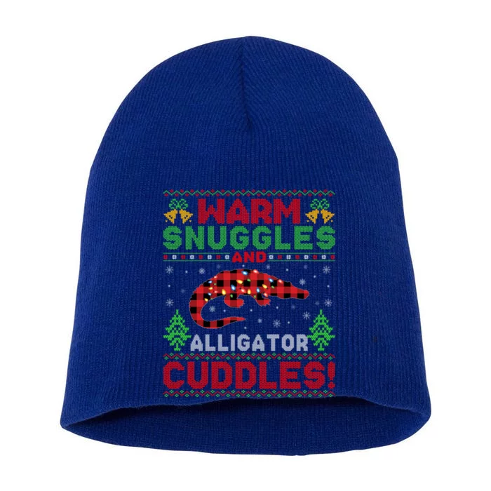 Warm Snuggles And Alligator Cuddles Ugly Alligator Christmas Gift Short Acrylic Beanie