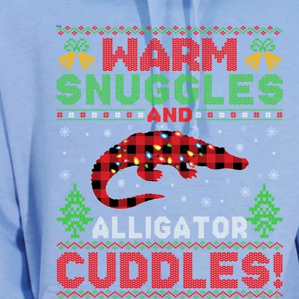 Warm Snuggles And Alligator Cuddles Ugly Alligator Christmas Gift Unisex Surf Hoodie