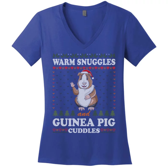 Warm Snuggles And Guinea Pig Cuddles Ugly Christmas Sweater Meaningful Gift Women's V-Neck T-Shirt