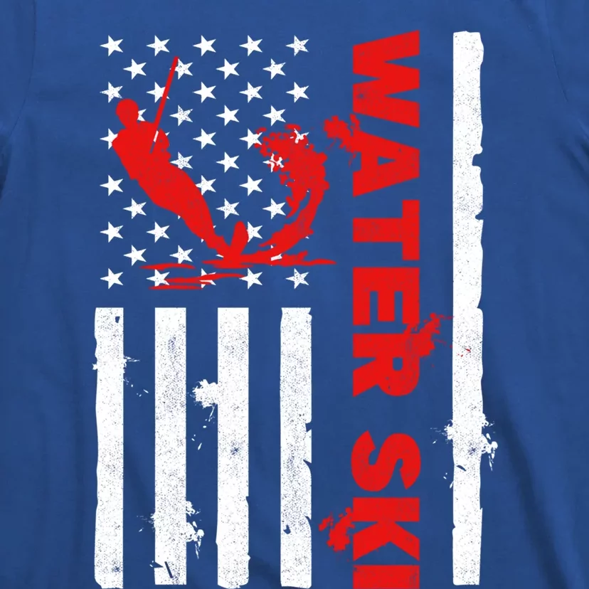 Water Ski American Flag Beachsports Wave Lover Water Skiing Gift T-Shirt