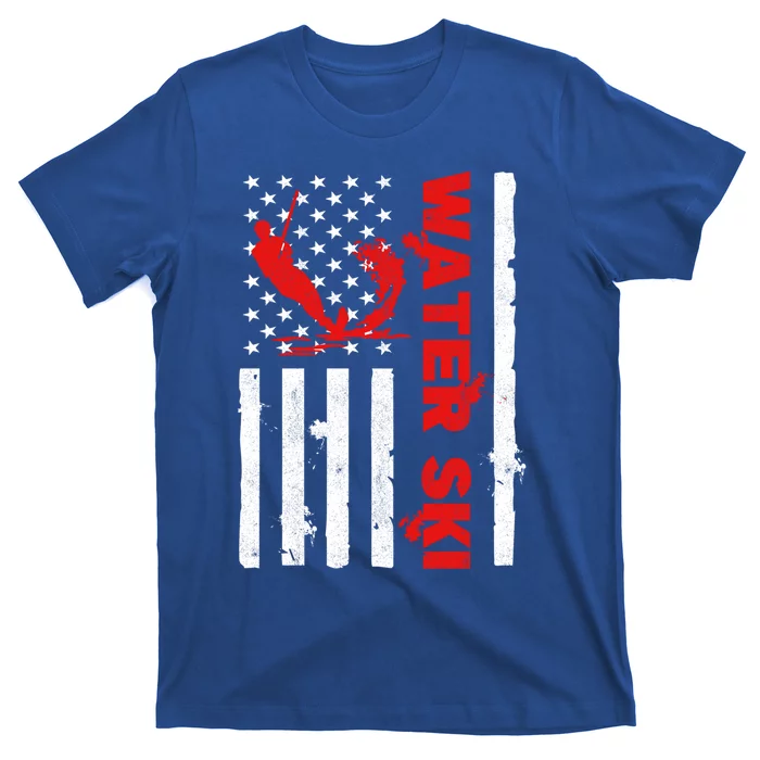 Water Ski American Flag Beachsports Wave Lover Water Skiing Gift T-Shirt