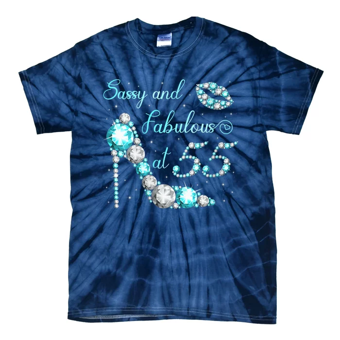 Wo Sassy and fabulous at 55 Years Old High Heel 55th Birthday Tie-Dye T-Shirt