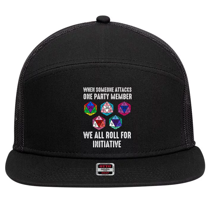 When Someone Attacks One Party Member D20 Dice Lgbtq Ally 7 Panel Mesh Trucker Snapback Hat