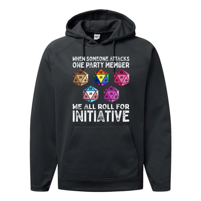 When Someone Attacks One Party Member D20 Dice LGBTQ Ally Performance Fleece Hoodie