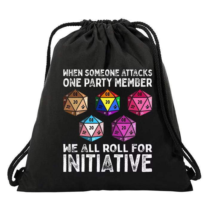 When Someone Attacks One Party Member D20 Dice LGBTQ Ally Drawstring Bag