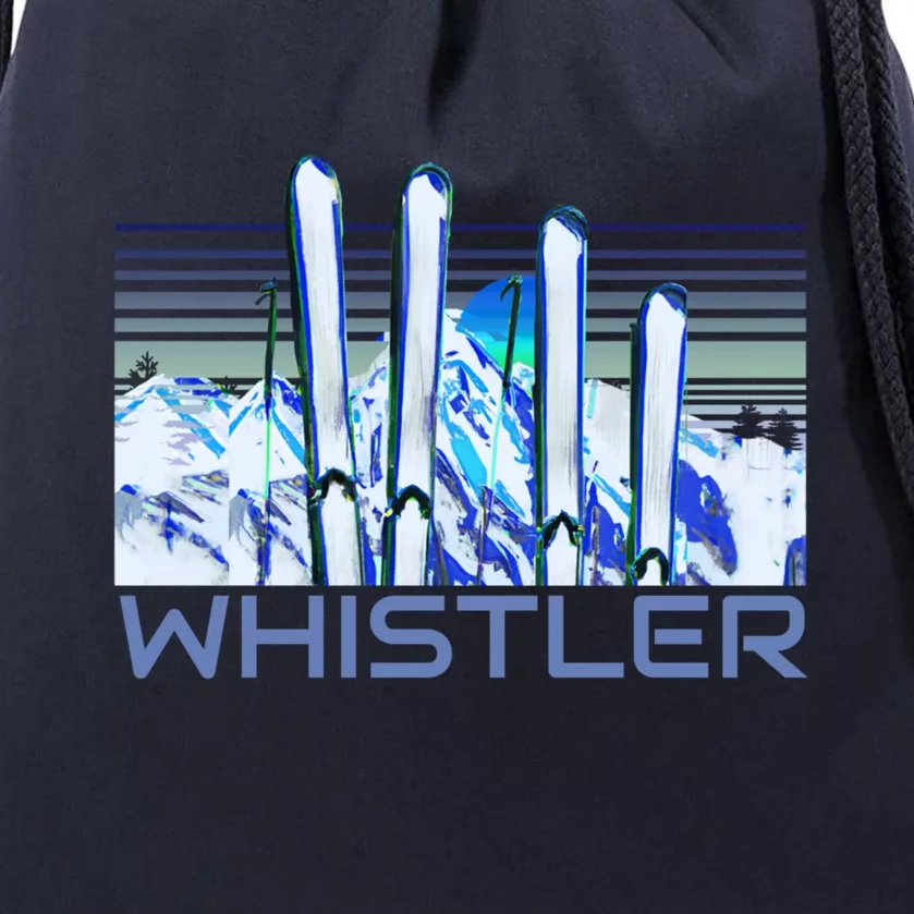 Whistler Ski Accessories Retro Whistler Skiing Gift Drawstring Bag