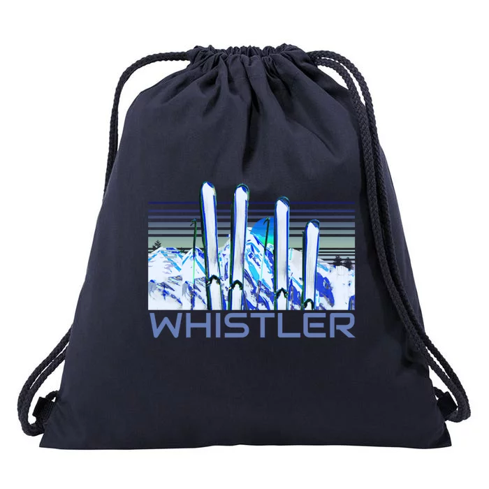 Whistler Ski Accessories Retro Whistler Skiing Gift Drawstring Bag