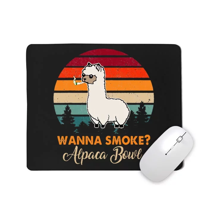 Wanna Smoke Alpaca Bowl Funny Alpaca Mousepad