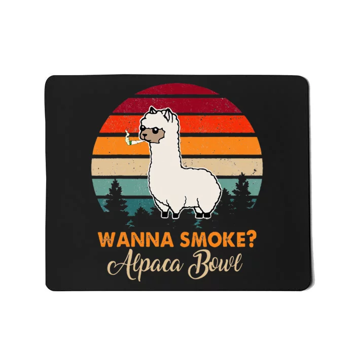 Wanna Smoke Alpaca Bowl Funny Alpaca Mousepad