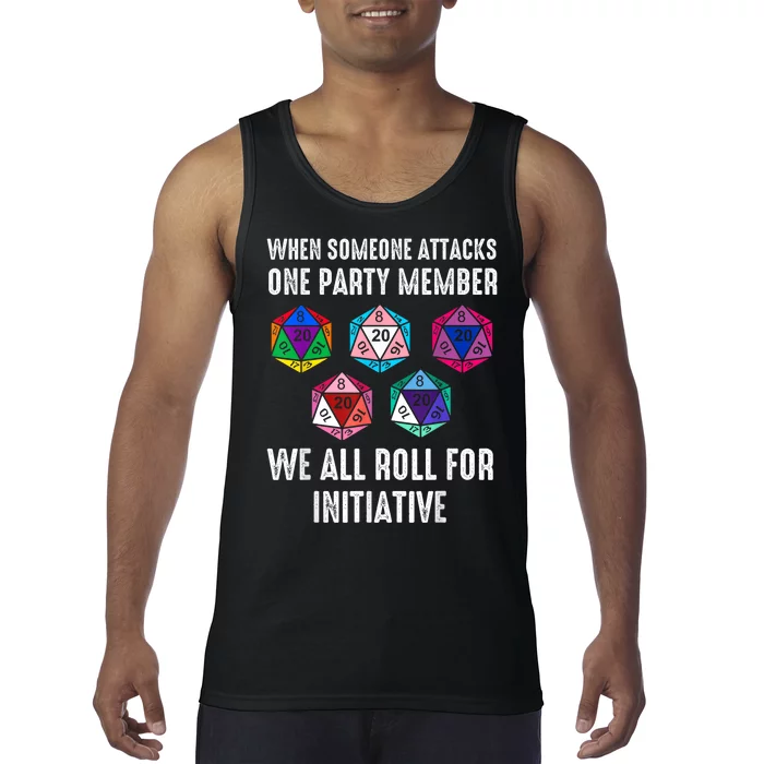 When Someone Attacks One Party Member D20 Dice Lgbtq Ally Tank Top