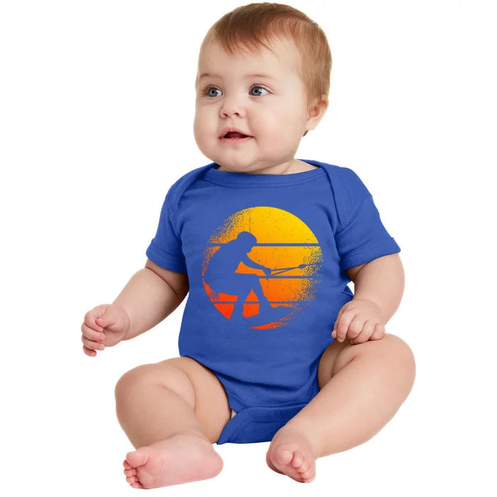 Water Skiing And Water Skier Retro Sunset Water Skiing Cool Gift Baby Bodysuit