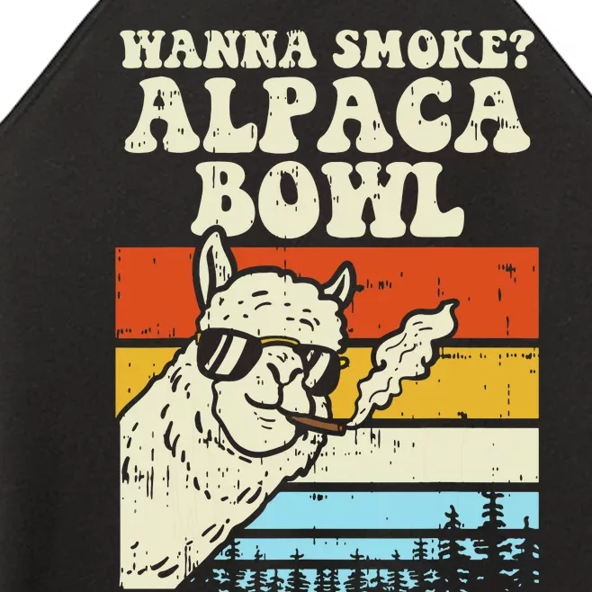 Wanna Smoke Alpaca Bowl Weed Funny Cannabis 420 Stoner Gift Women’s Perfect Tri Rocker Tank