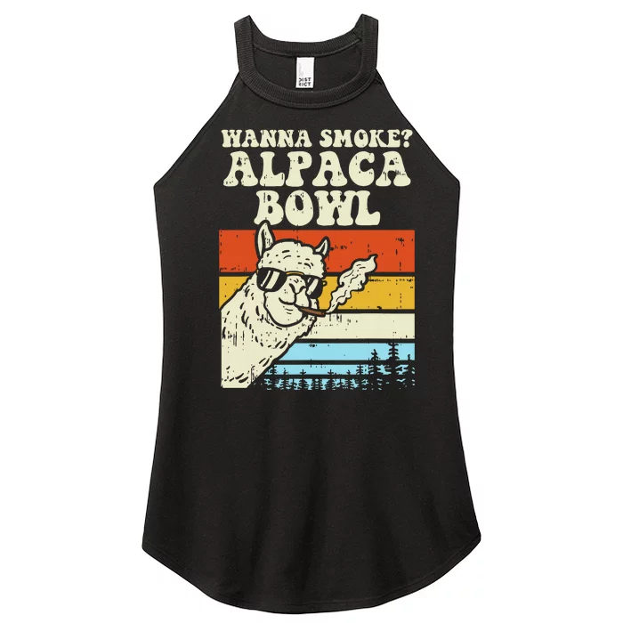 Wanna Smoke Alpaca Bowl Weed Funny Cannabis 420 Stoner Gift Women’s Perfect Tri Rocker Tank