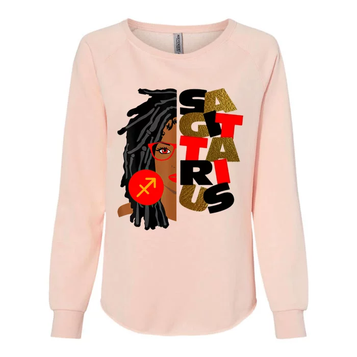 Wo Sagittarius Afro Locs Zodiac Signs Birthday Meaningful Gift Womens California Wash Sweatshirt