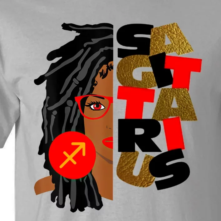 Wo Sagittarius Afro Locs Zodiac Signs Birthday Meaningful Gift Tall T-Shirt