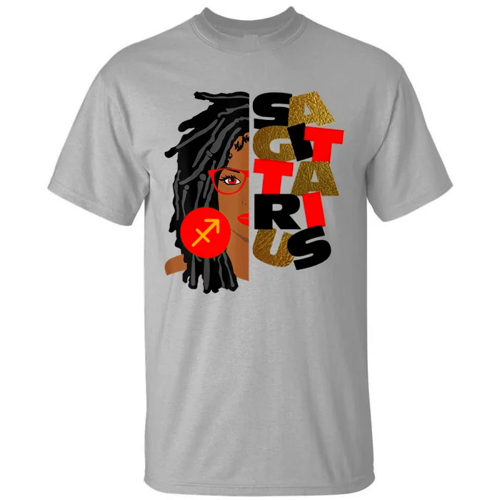 Wo Sagittarius Afro Locs Zodiac Signs Birthday Meaningful Gift Tall T-Shirt