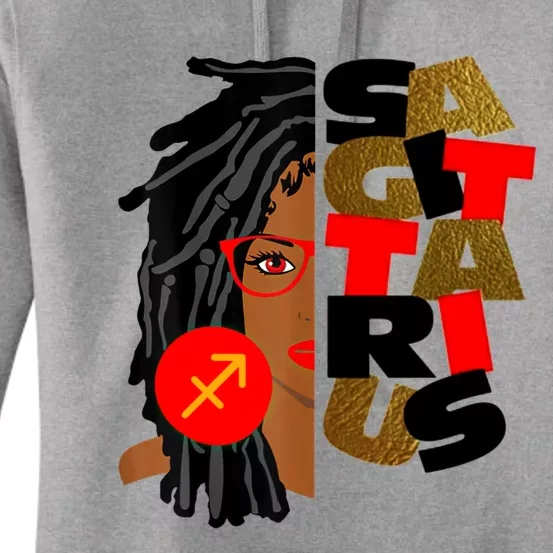 Wo Sagittarius Afro Locs Zodiac Signs Birthday Meaningful Gift Women's Pullover Hoodie